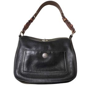 Vintage Coach Leather Shoulder Bag Black Brown Purse Twist lock